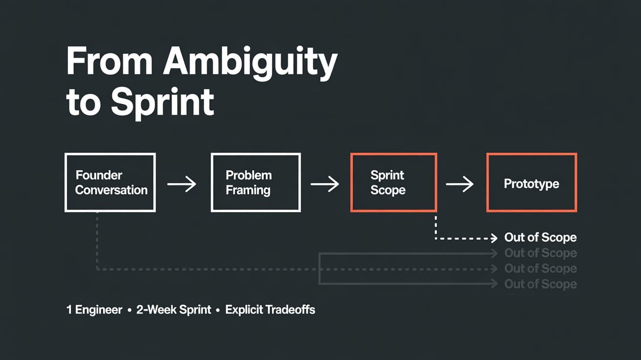 From Ambiguity to Sprint: How I Turn a Scattered Founder Conversation Into Something Buildable