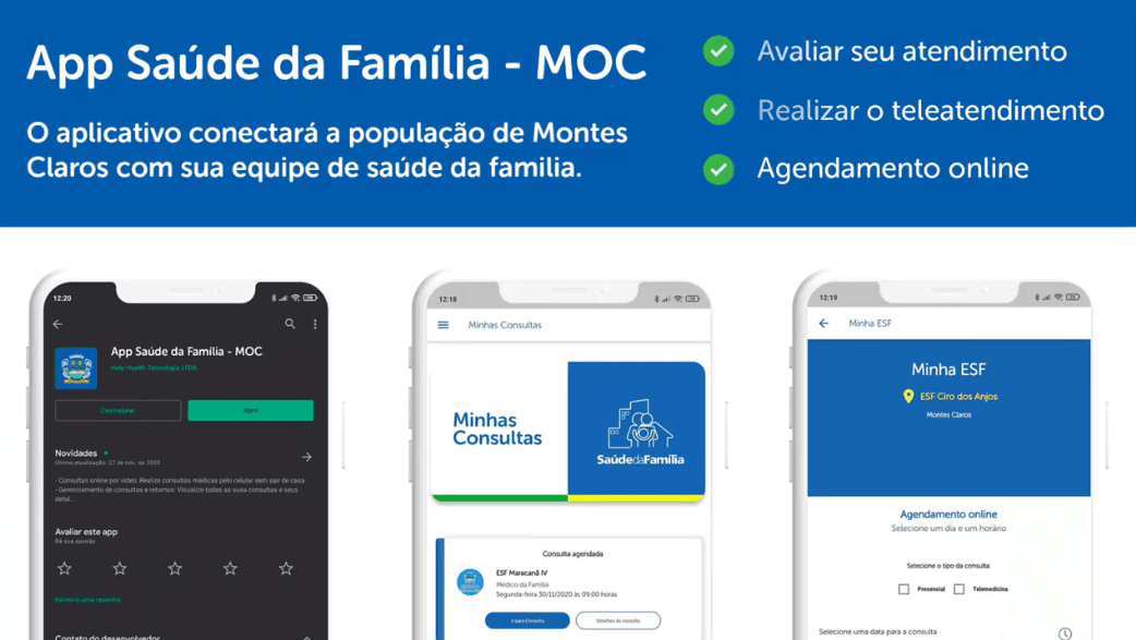 App Saúde da Família MOC - agendamento, teleconsulta e avaliação